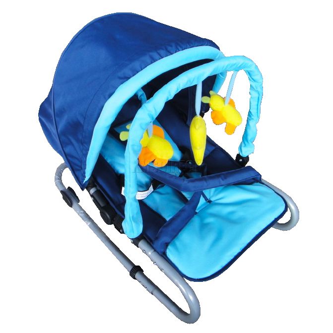 New Blue Baby Child Recline Chair Bungee Bouncer Rocker With Toys Bar