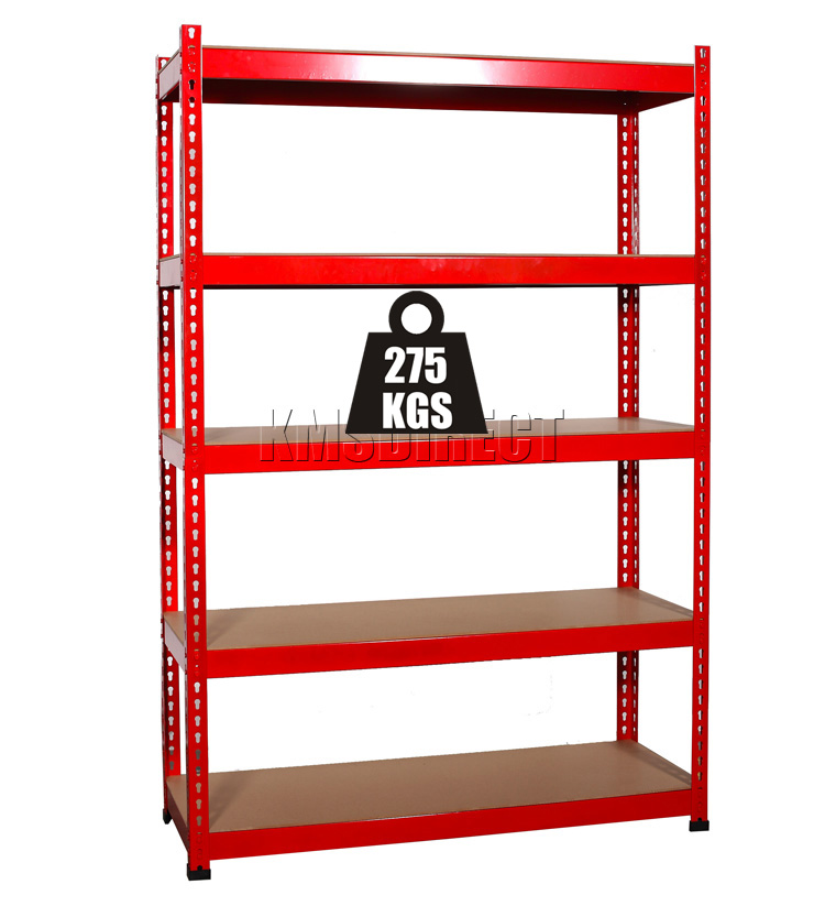 2 x Garage Heavy Duty 5 Tier Red Storage Steel Shelf Unit