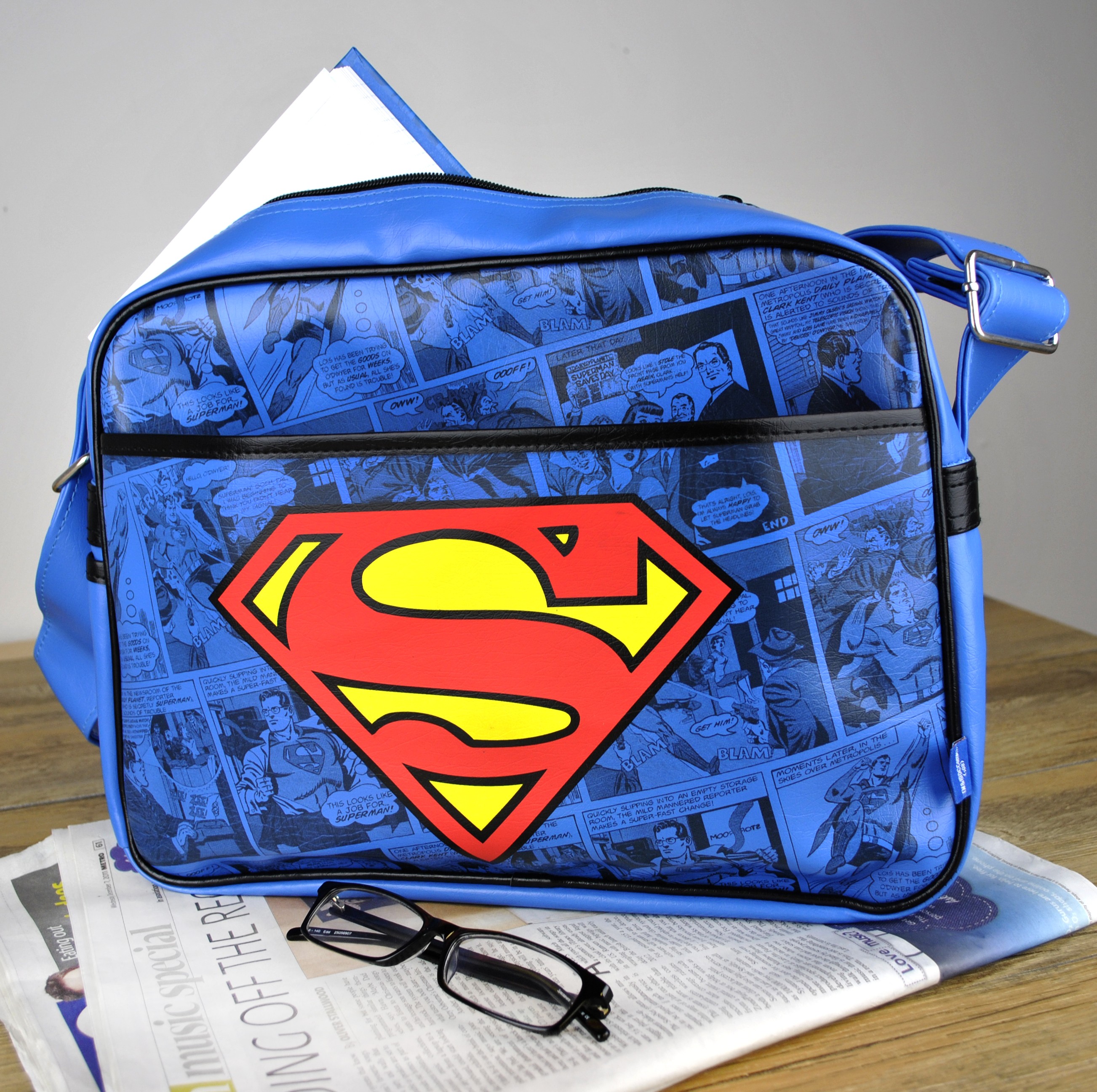 New Superman Logo Messenger Gym Bag Retro Vintage Dc Comics Shoulder 