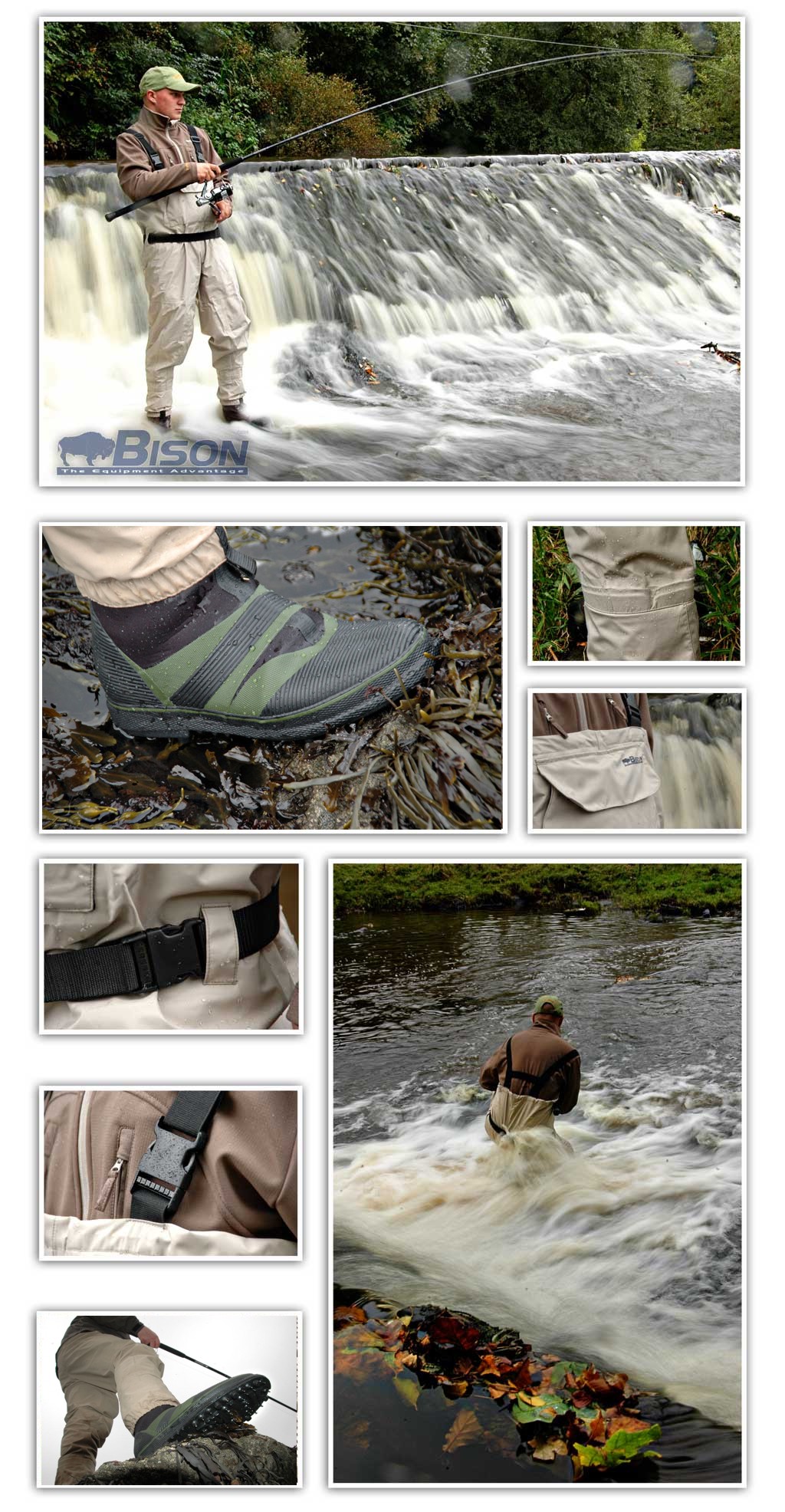 BISON BREATHABLE CHEST WADERS & BEARCLAW WADING BOOTS eBay