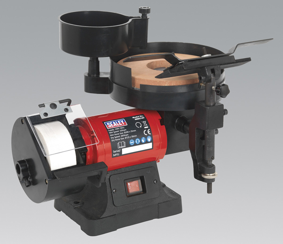 Sealey SMS2107 Bench Grinder/Sharpener Wet & Dry Ø200/125mm 250W/230V