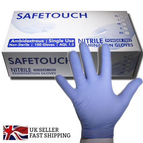 Blue Disposable 100 Pack Non Sterile Nitrile Powder Free Gloves AQL 1.5