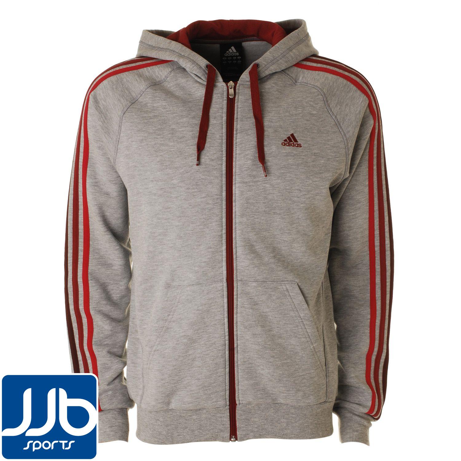 adidas 3 stripes zip through hoody mens