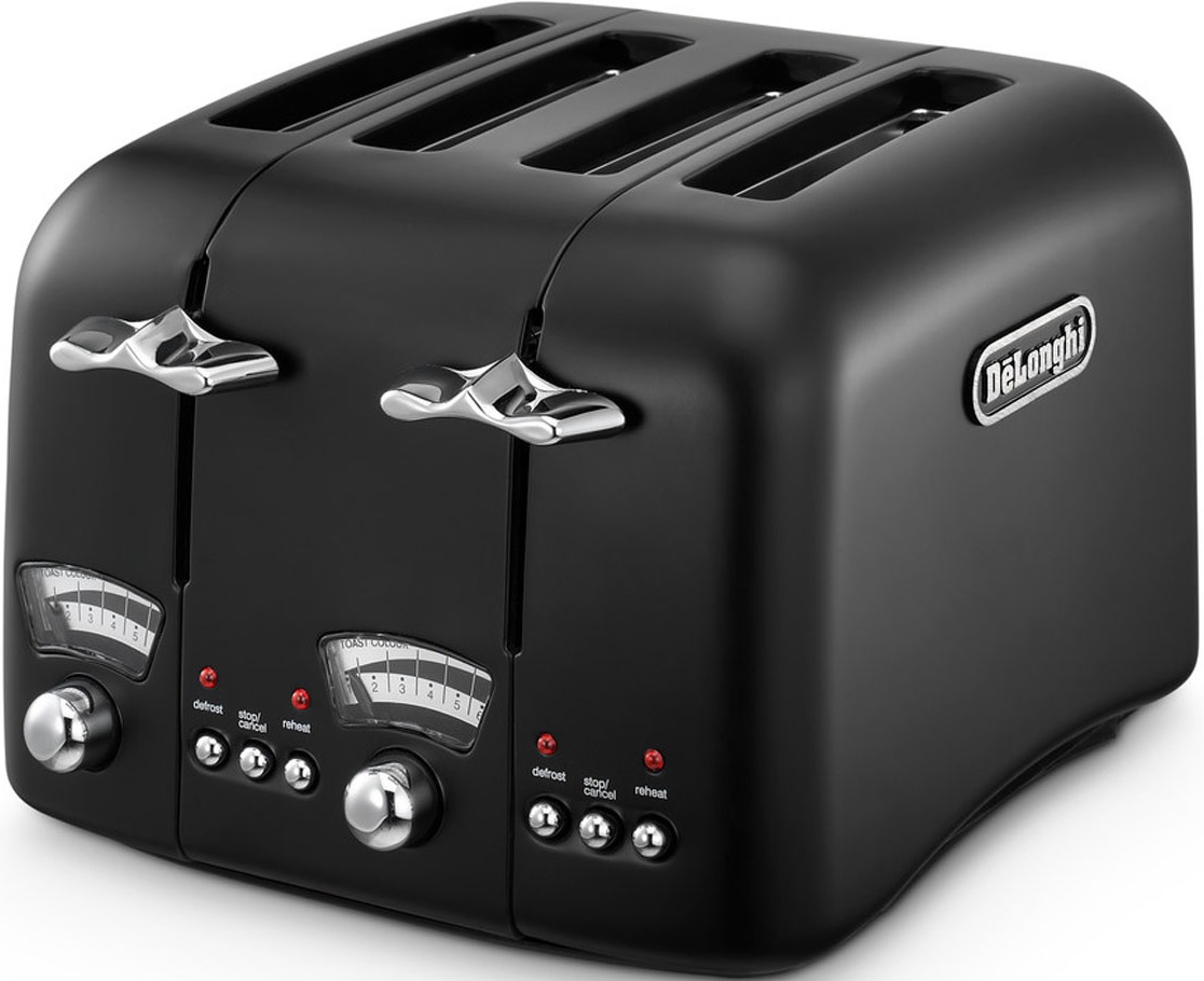 DeLonghi Argento CT04.BK1 1.6KW 4Slice Wide Slot Toaster *Black* B+