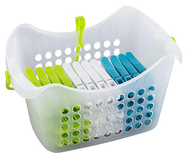 NEW Tesco Peg Basket with 48 Multicolour Plastic Clothes Pegs eBay