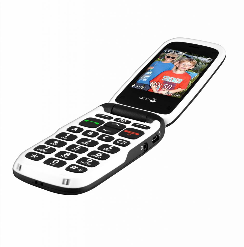 Doro PhoneEasy 612 Téléphone à clapet mobile bloqué à EE Noir