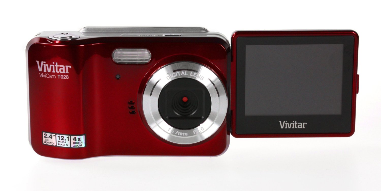 Vivitar iTwist T028 12.1MP Compact Digital Camera 4x Zoom Swivel Screen Red eBay