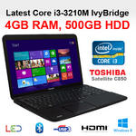Toshiba C850-1K3 Cheapest Core i3 Laptop Intel 3120M 4GB 500GB HDMI DVD Windows8