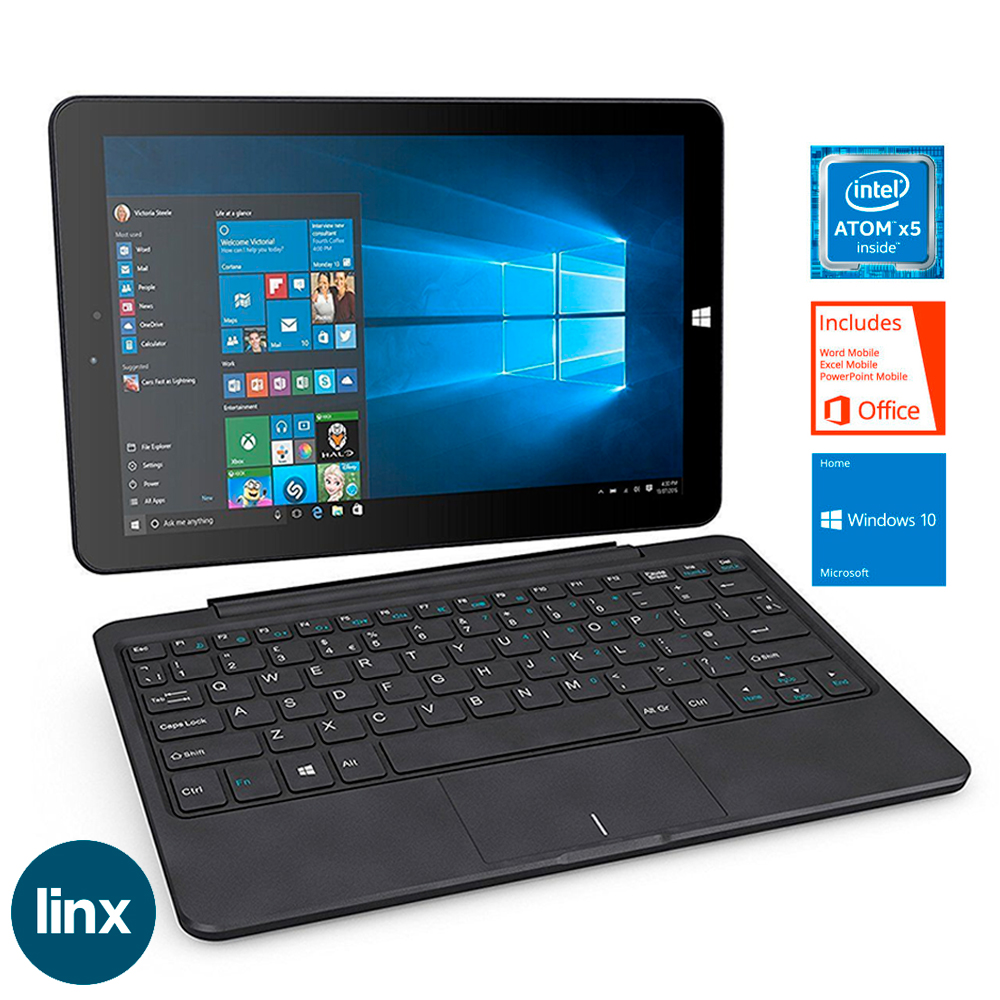 Linx 1020 Windows 10 2 in 1 Tablet with Keyboard & MS Office, 2GB, 32GB