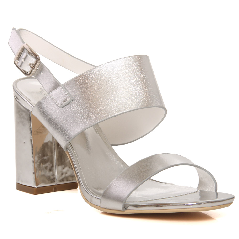 silver block sandals