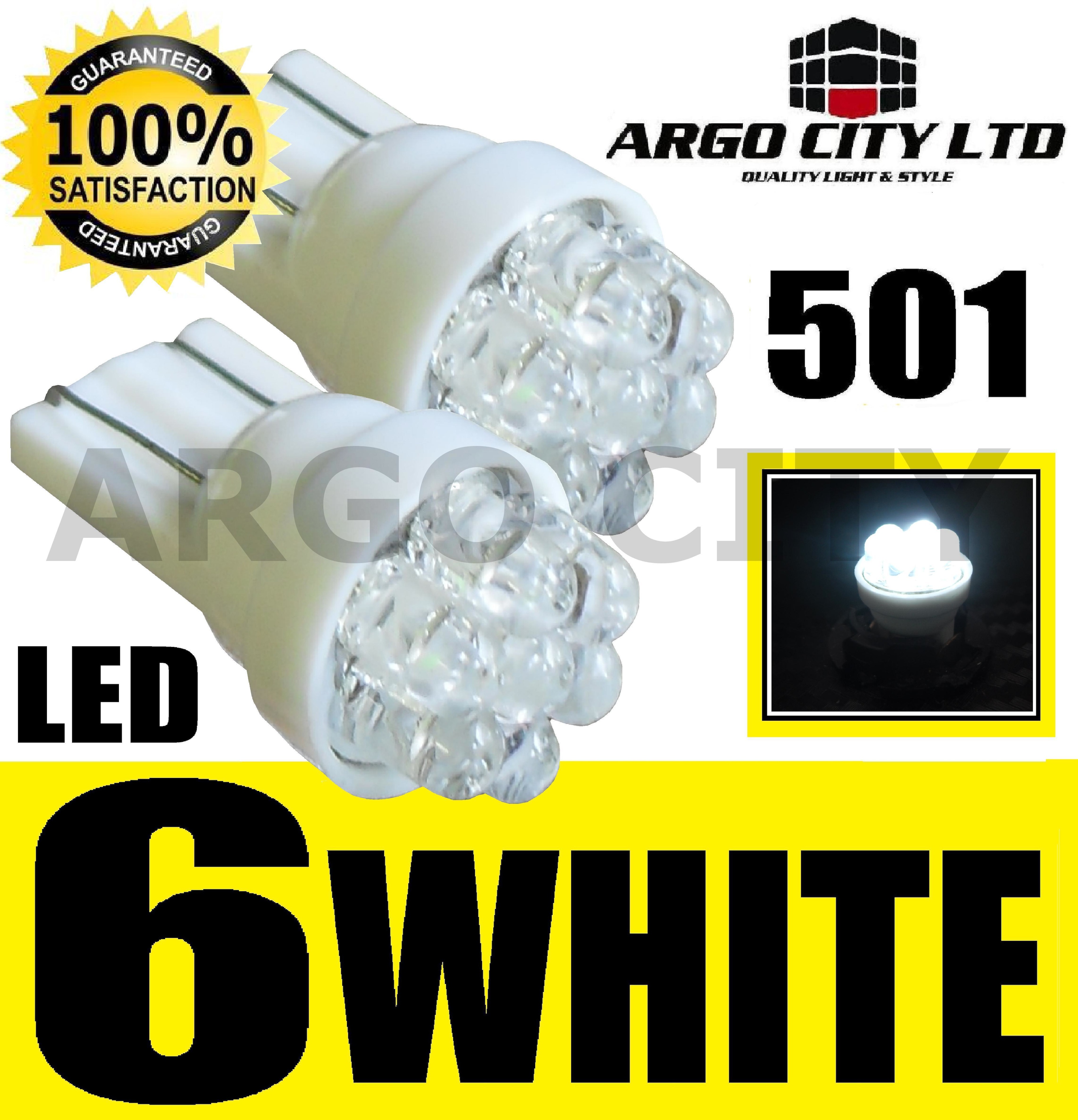 2 x 501 W5W T10 WHITE 6 LED SIDE LIGHT BULBS CAPLESS 12V INTERIOR
