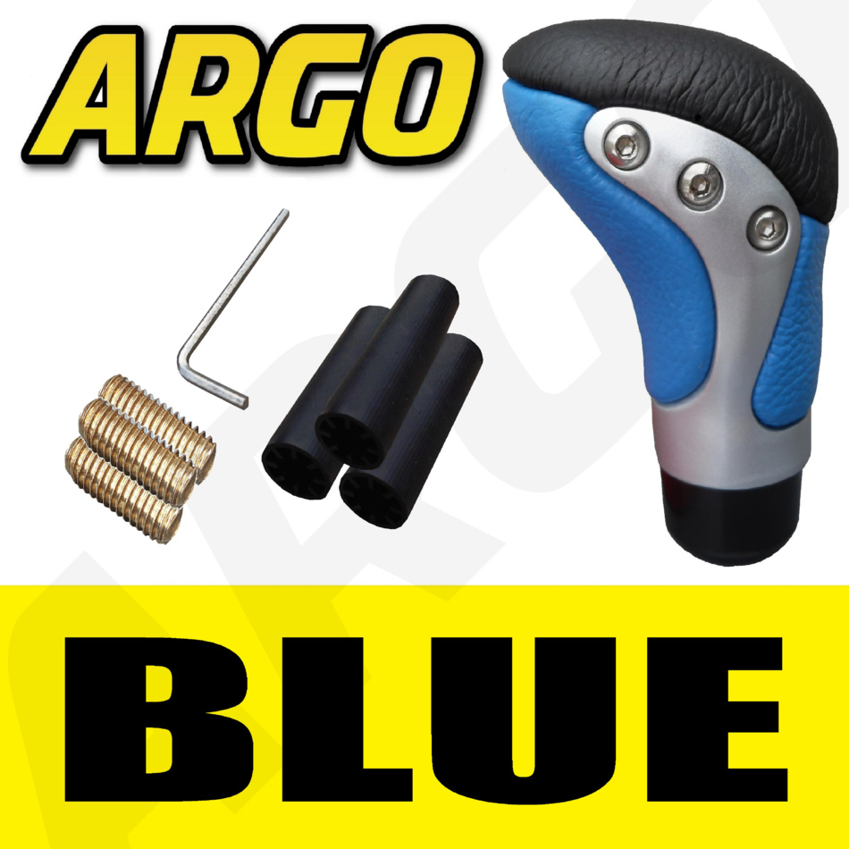 BLUE BLACK CHROME LEATHER GEAR SHIFT STICK LEVER KNOB HYUNDAI i20