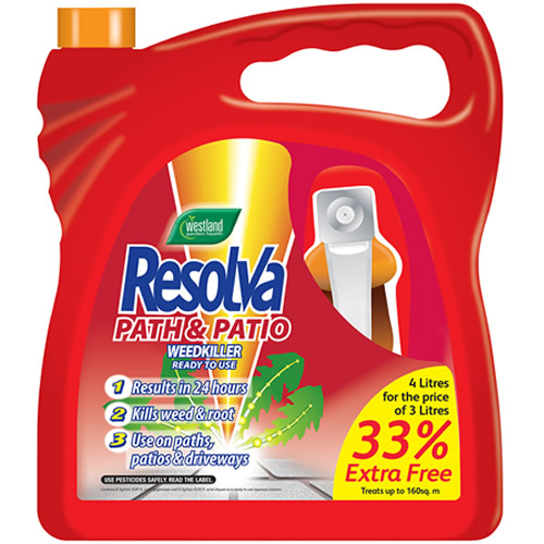 4L WESTLAND RESOLVA PATH AND PATIO WEEDKILLER GUN STRONG GLYPHOSATE