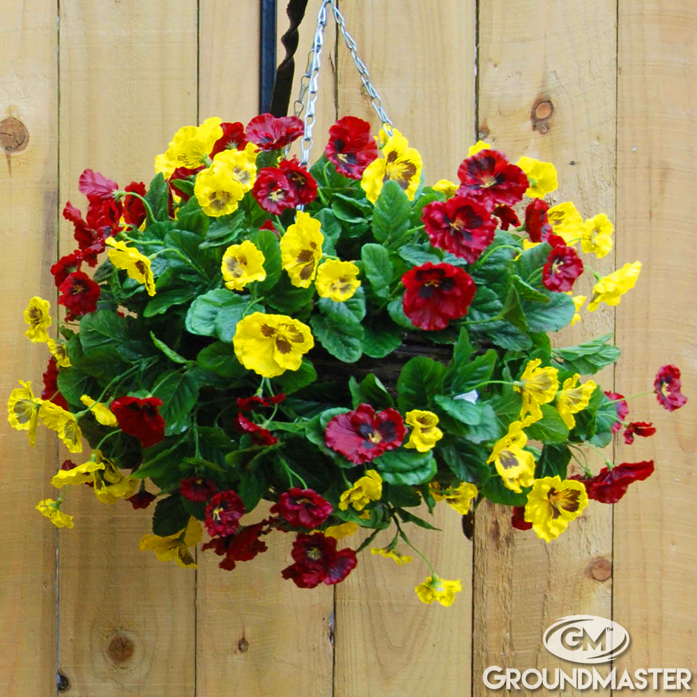 Decorative 30cm Artificial Pansy Ball Flower Hanging Baskets In Various Colours eBay