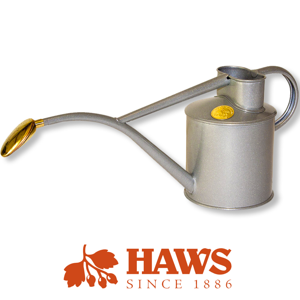 1 Litre Haws Indoor Metal Watering Cans With Oval All Brass Rose