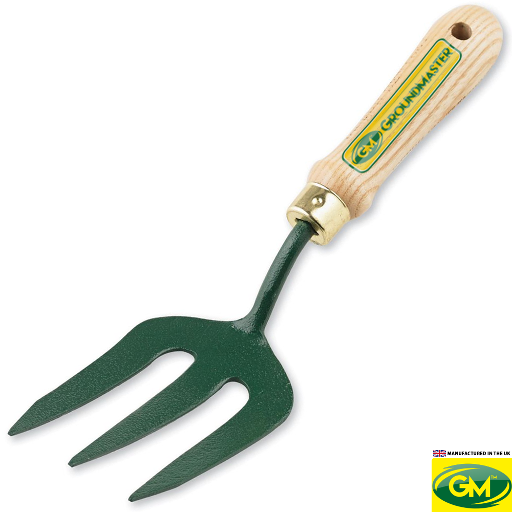 GroundMaster Hand Fork Wooden Handle Steel Blade Versatile Garden Tool