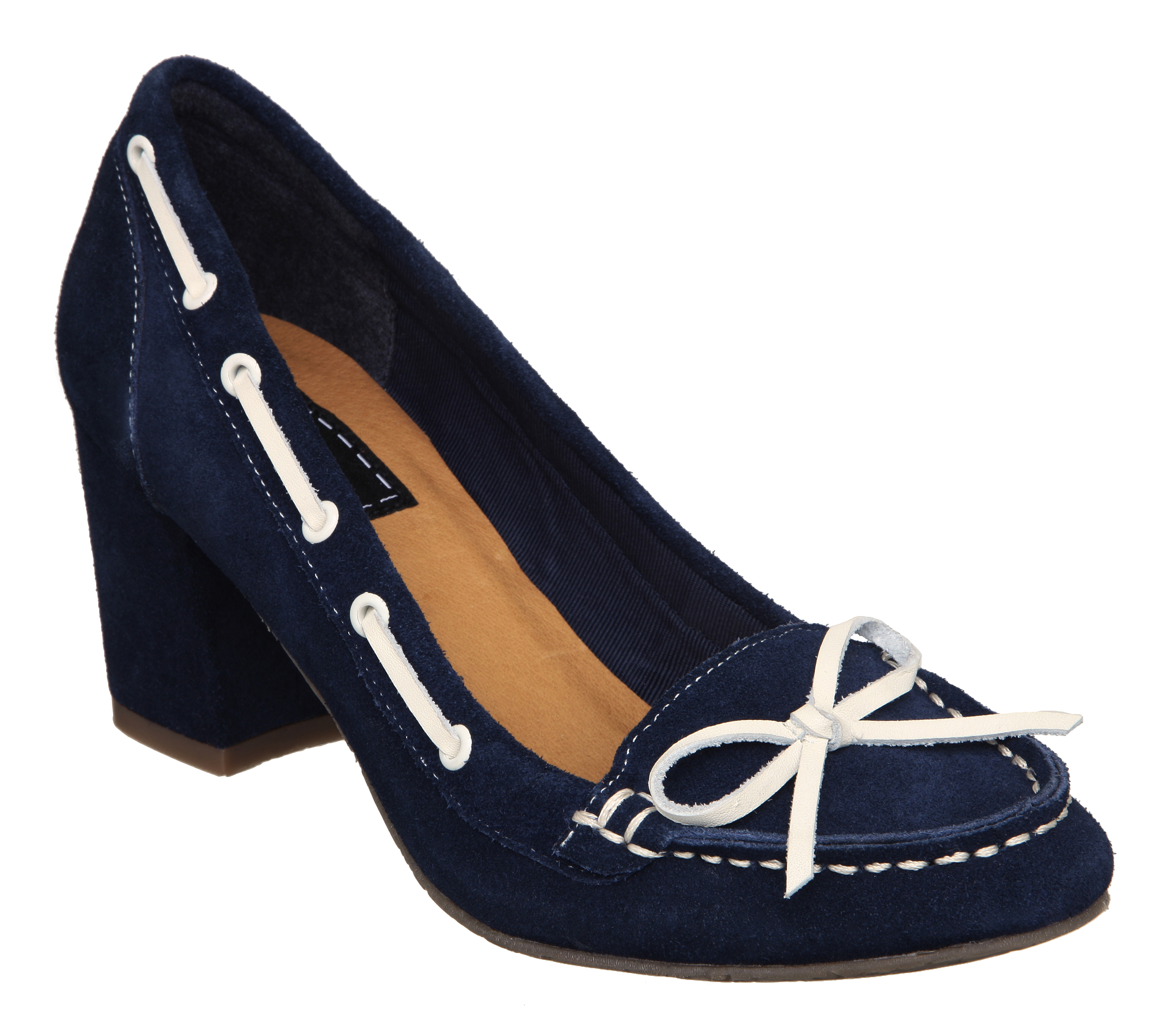 navy leather block heel shoes