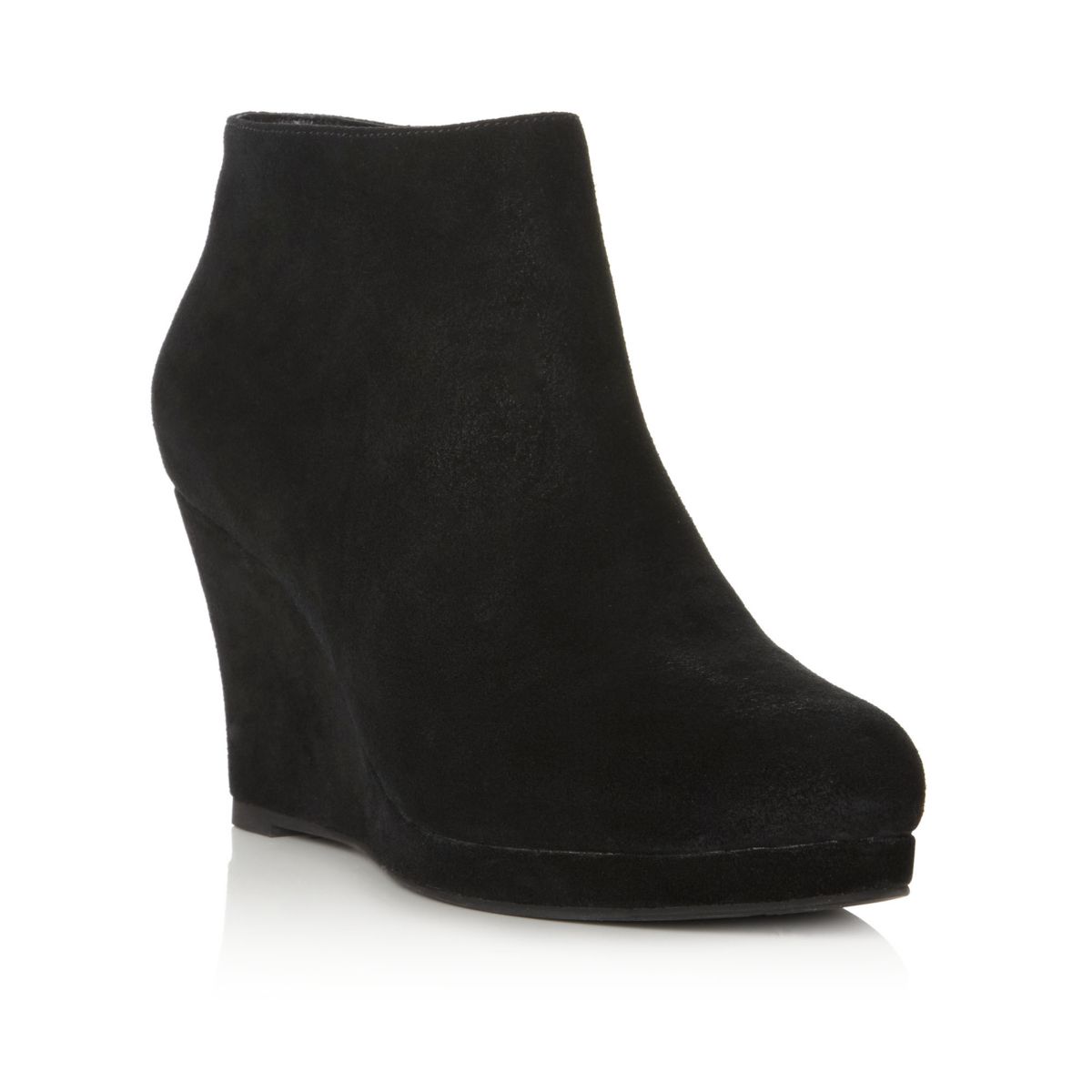 ladies black suede wedge boots