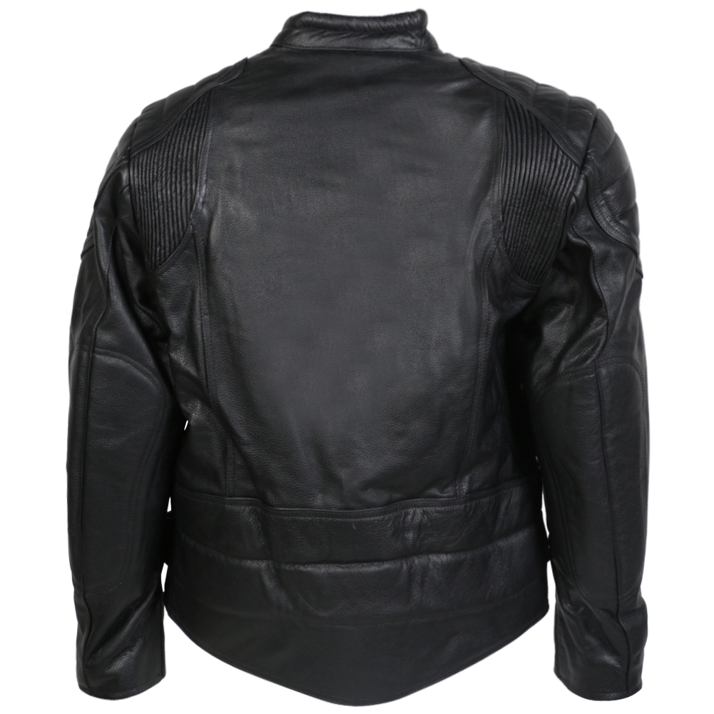 Mens Texpeed Cowhide Leather Touring Motorcycle Jacket In Jet Black eBay
