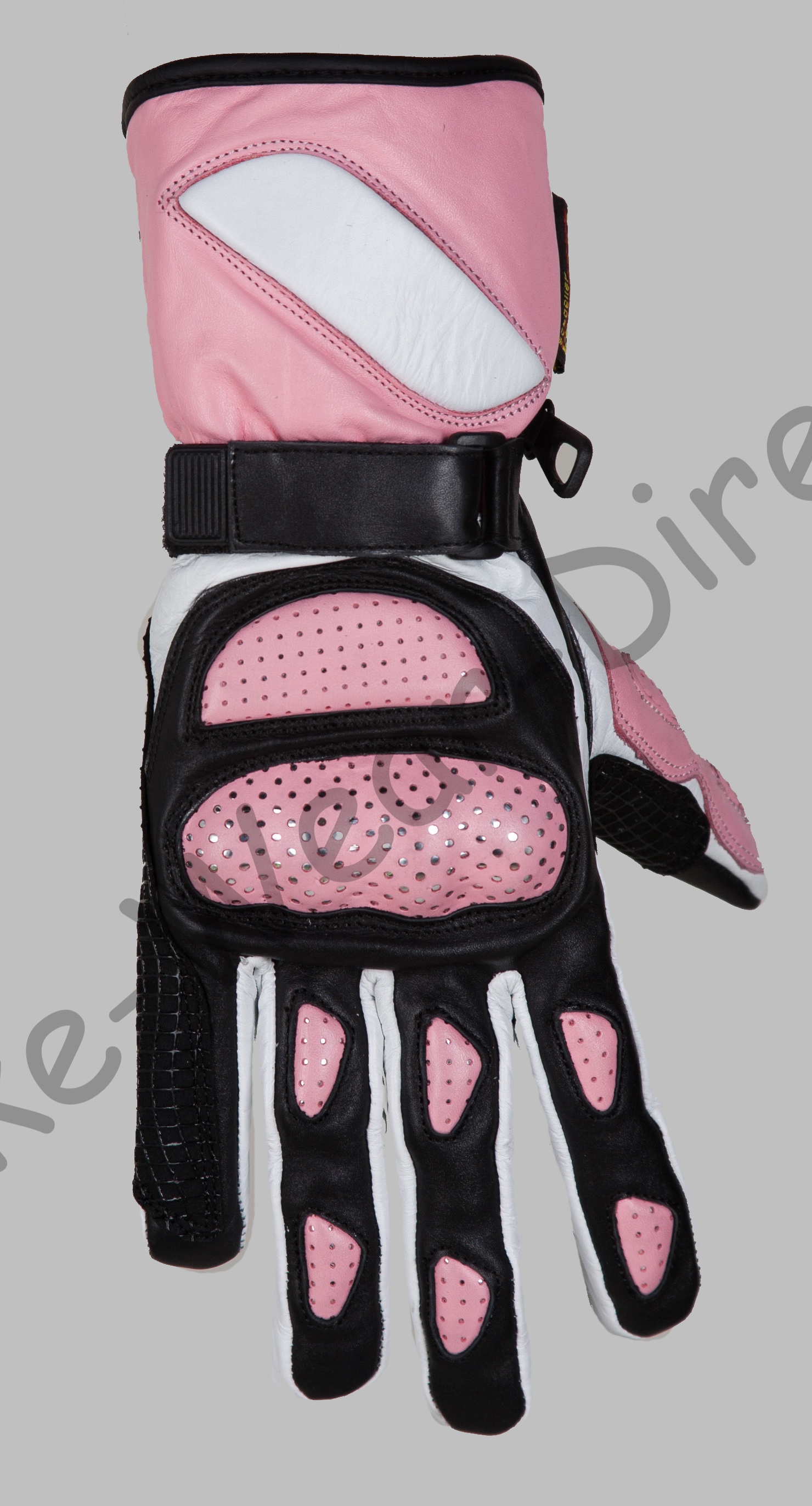 Womens Waterproof Pink Leather Motorcycle Bike Gloves