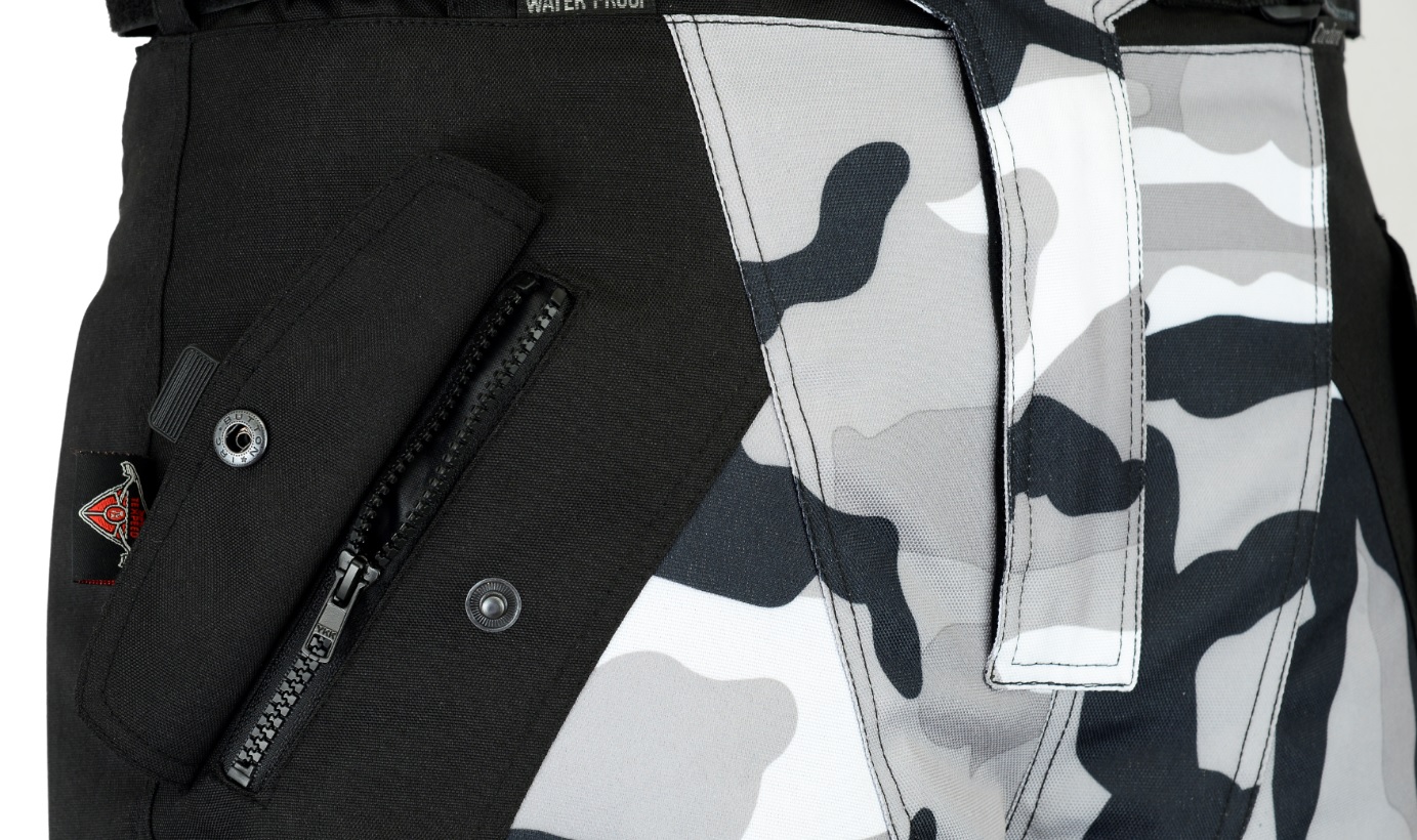 Grey White Camo Camouflage Motorcycle Trousers / Pants Waterproof