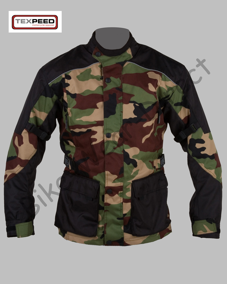 Mens Waterproof CE Armoured Motorcycle Jacket Army Green Camouflage 250-011 | eBay