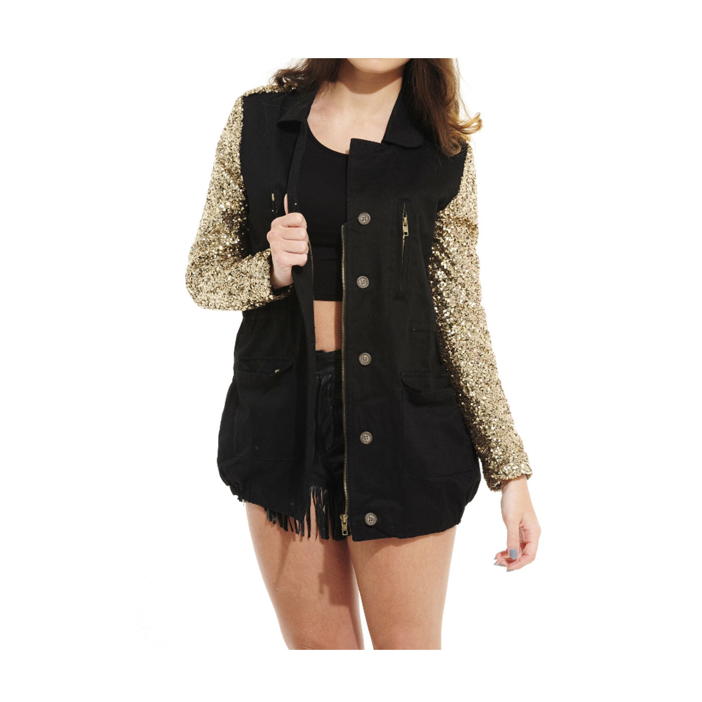 sequin army jacket