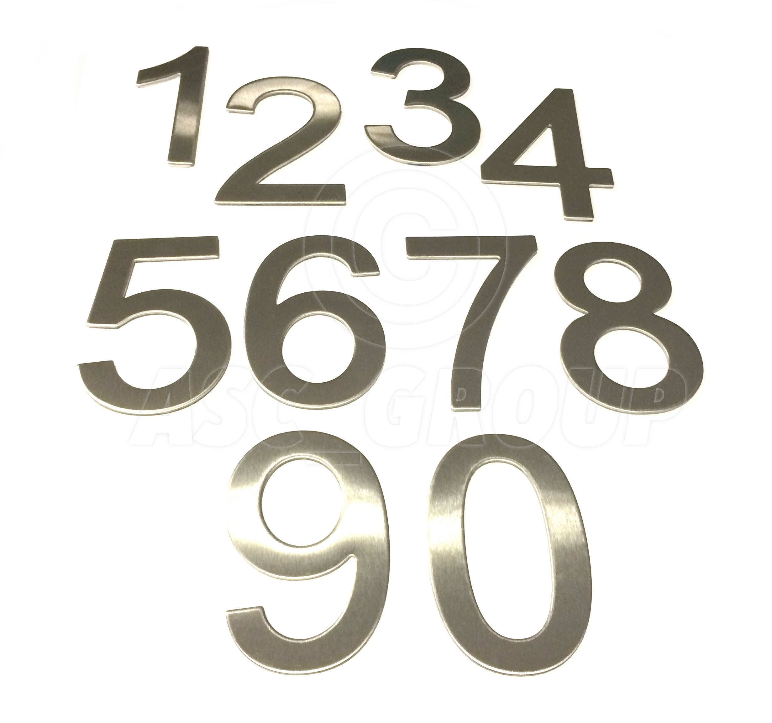 Brushed Stainless Steel House Numbers Stick On 3m Adhesive 10cm Tall 