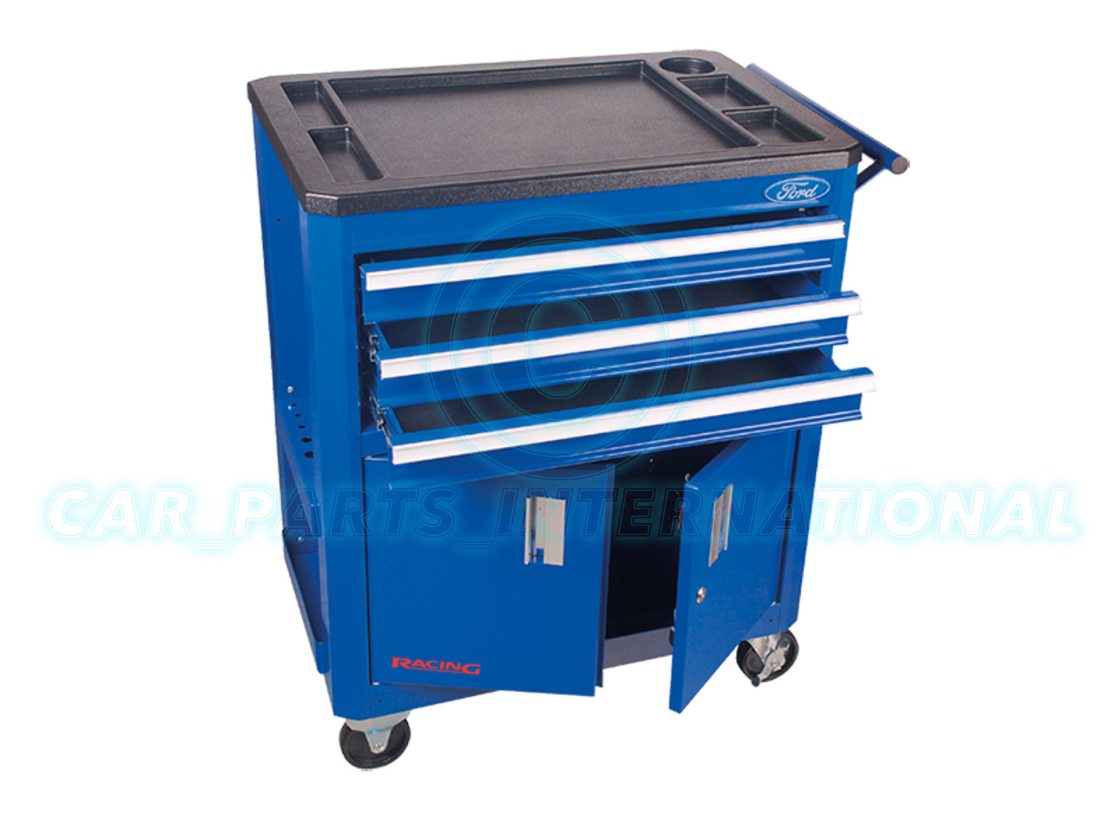 FORD TOOLS Racing Roller Metal tool box with sectioned
