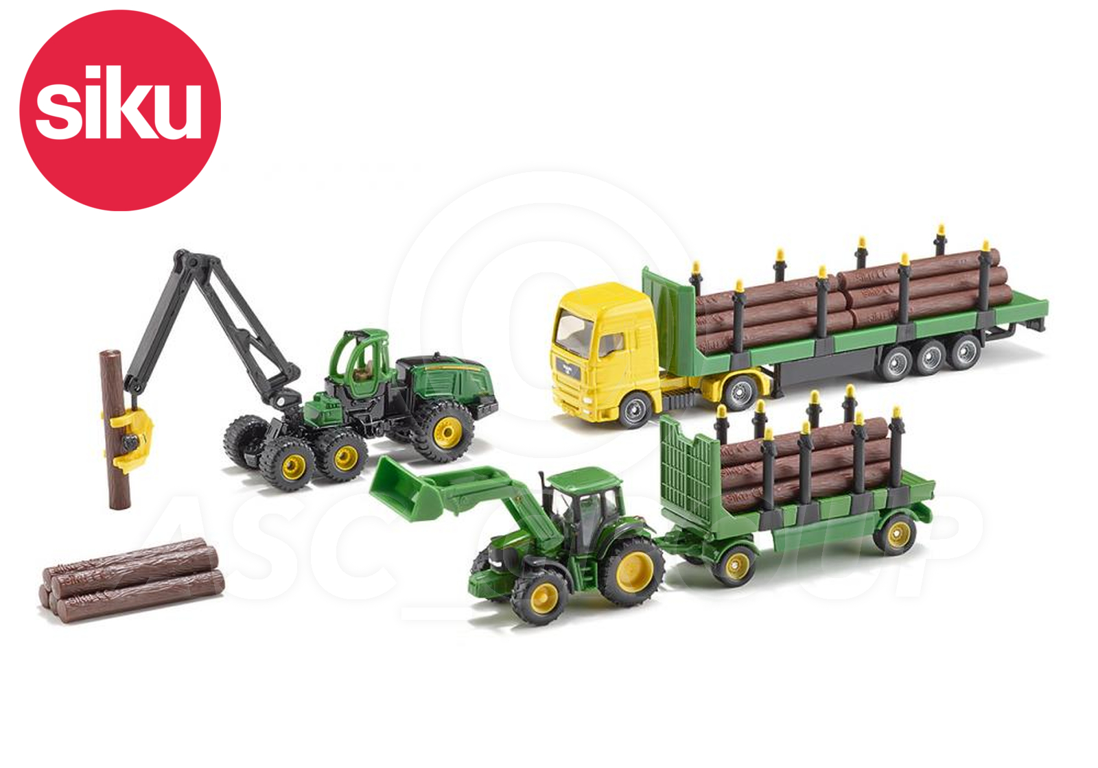 Siku 1801 - 1:87 Forestry Set - Tractor Trailer Tree Harvester Lorry 