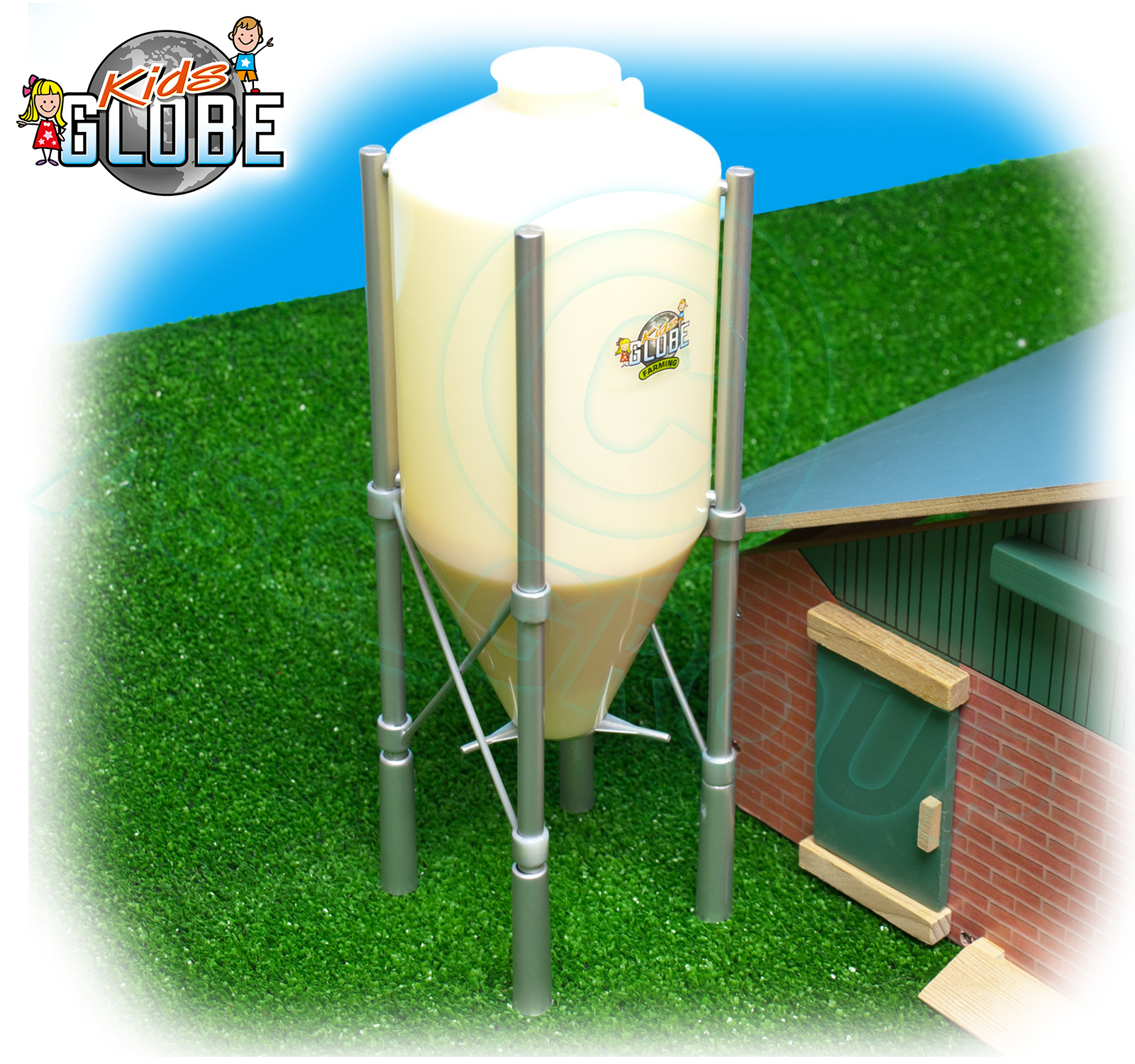 Kids Globe 132 Scale Plastic Grain Silo with Stand (30 x 36cm) For