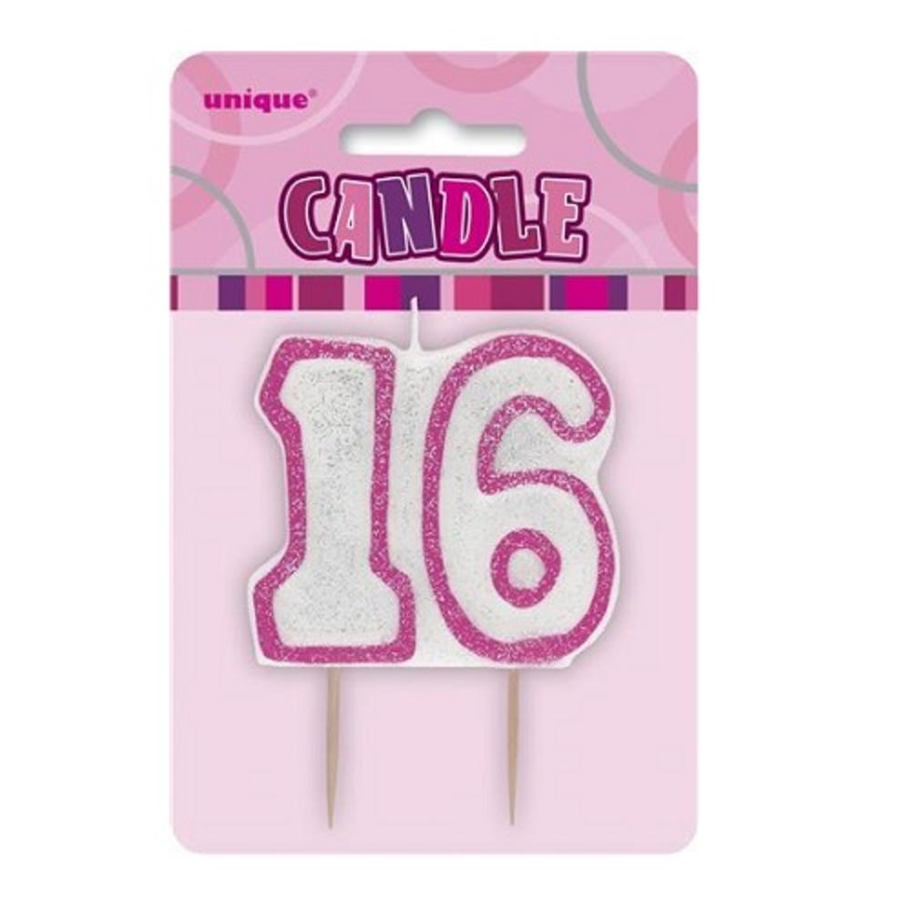 Pink Glitz Number 16 Candle 16th Birthday Cake Candles Birthday