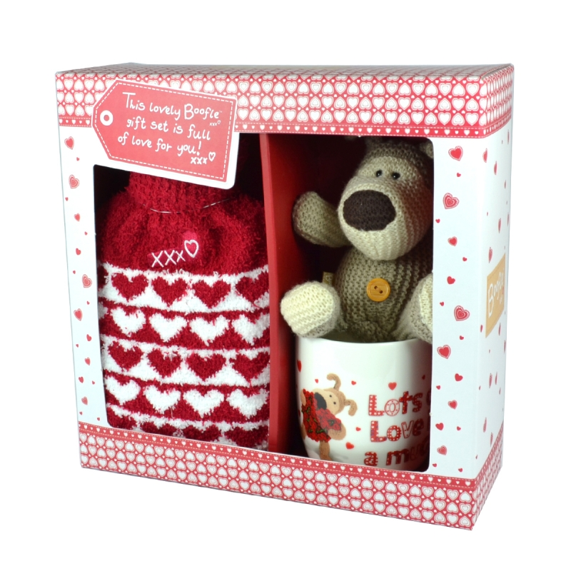 Boofle Gift Set Mini Hot Water Bottle Mug & Plush In Box Christmas
