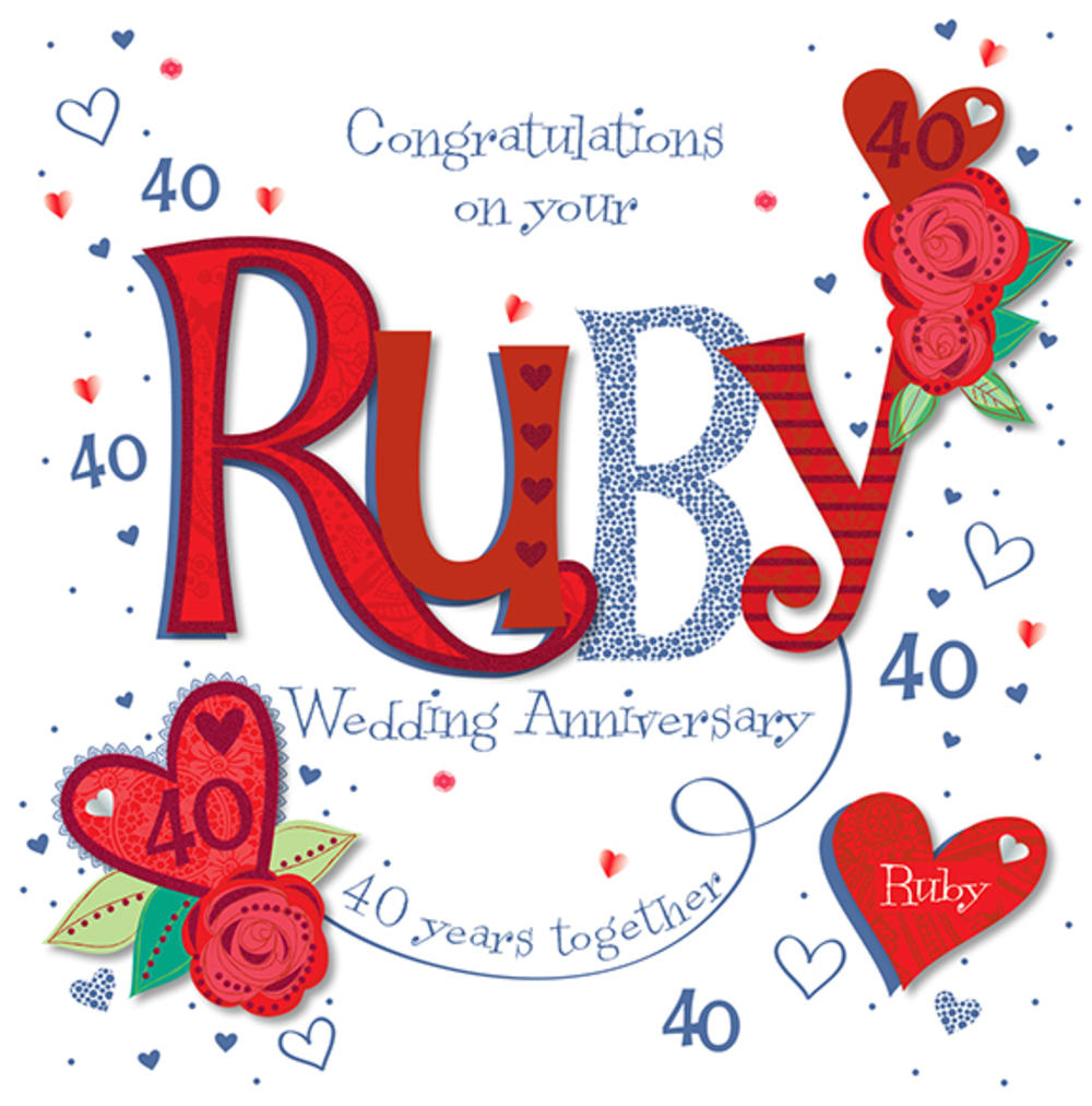 Handmade Ruby 40th Wedding Anniversary Greeting Card | Cards | Love Kates