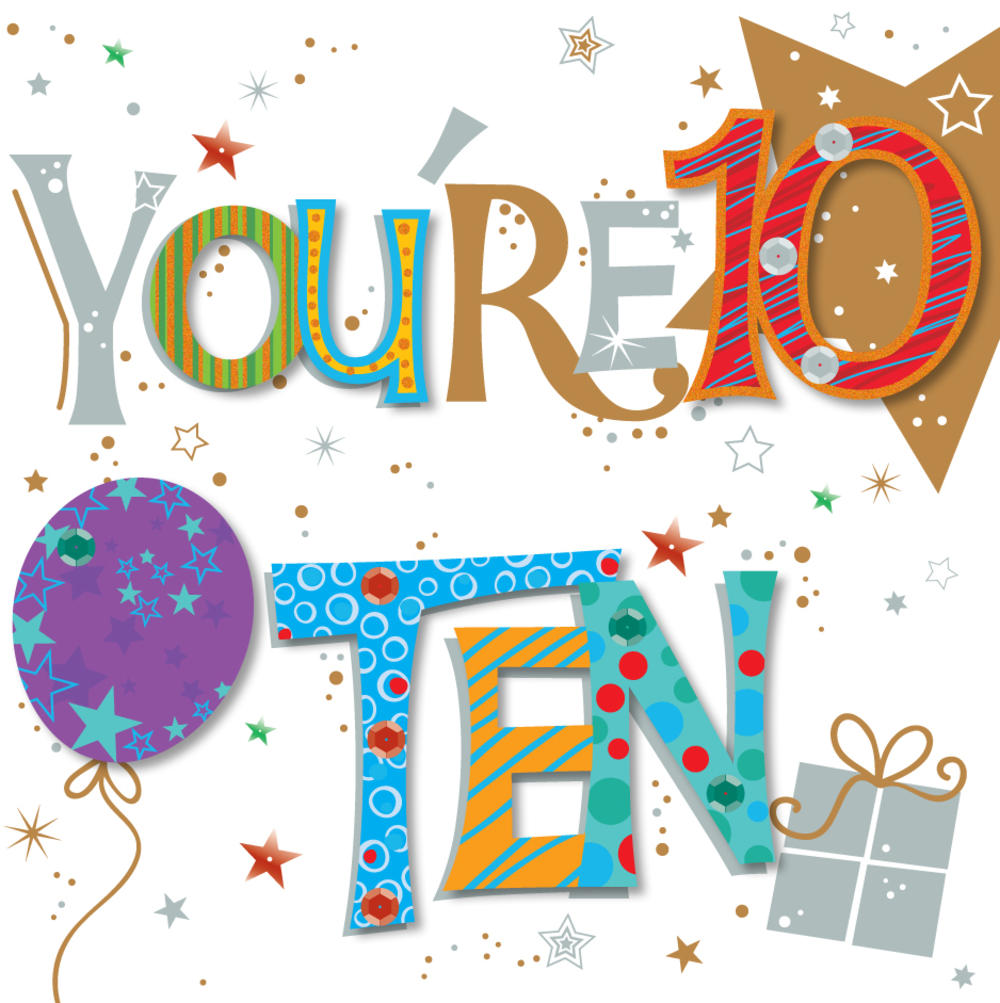 You're Ten 10th Birthday Greeting Card  Cards  Love Kates