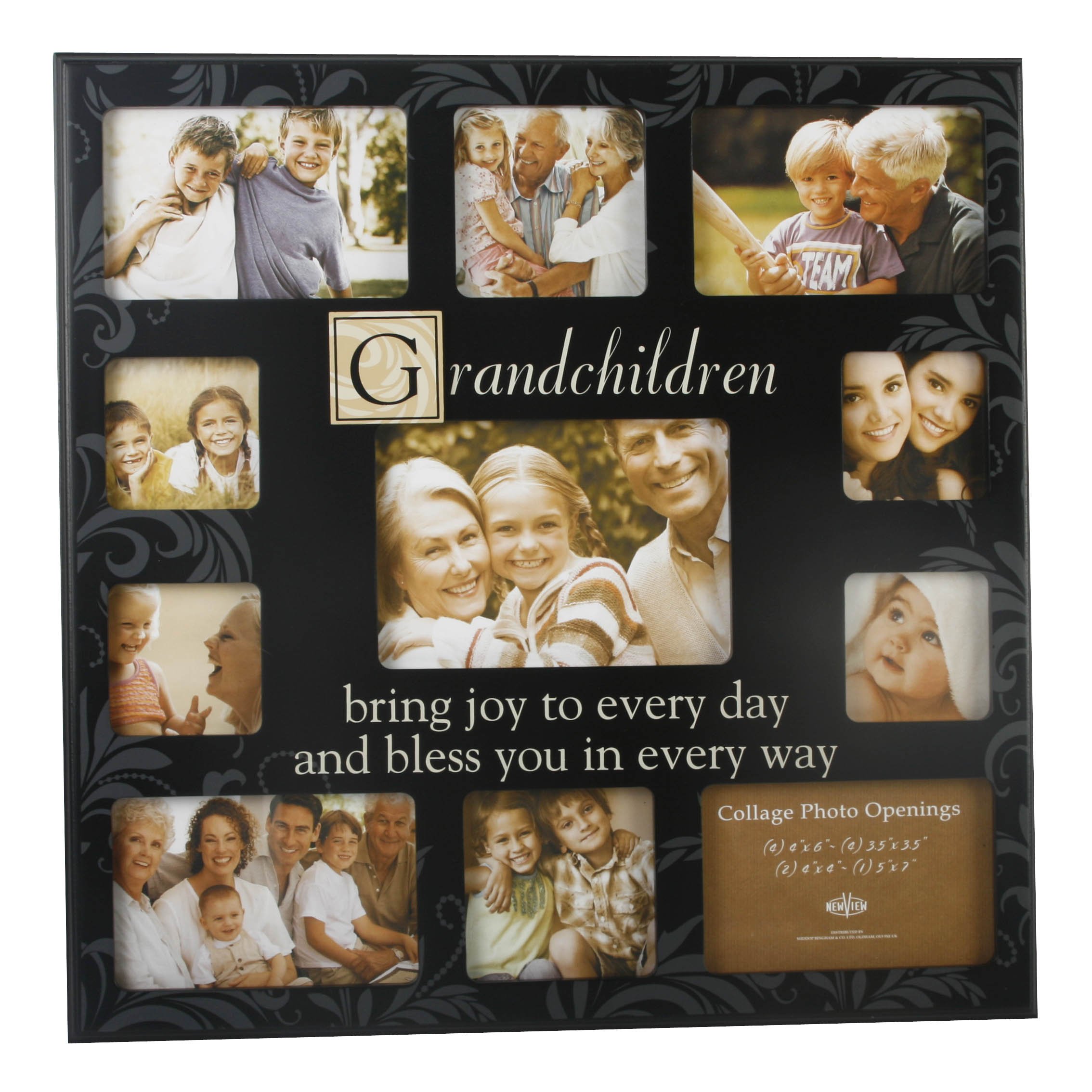 Grandchildren Very Large Black MDF Collage Multi Photo Frame 11 x