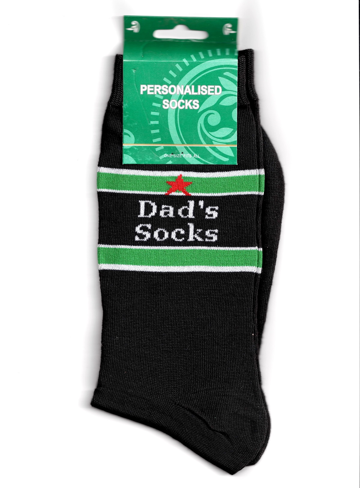 Dad's Socks Mens Personalised Pair Black & Green One Size Father's Day Gift Dad eBay