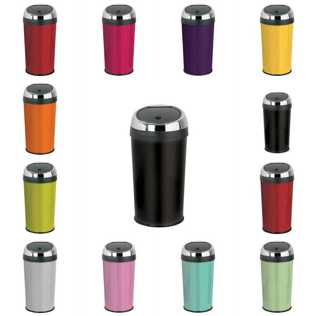 Kitchen Bin 30 Litre Touch Top Trash Enamel Stainless Steel Inner