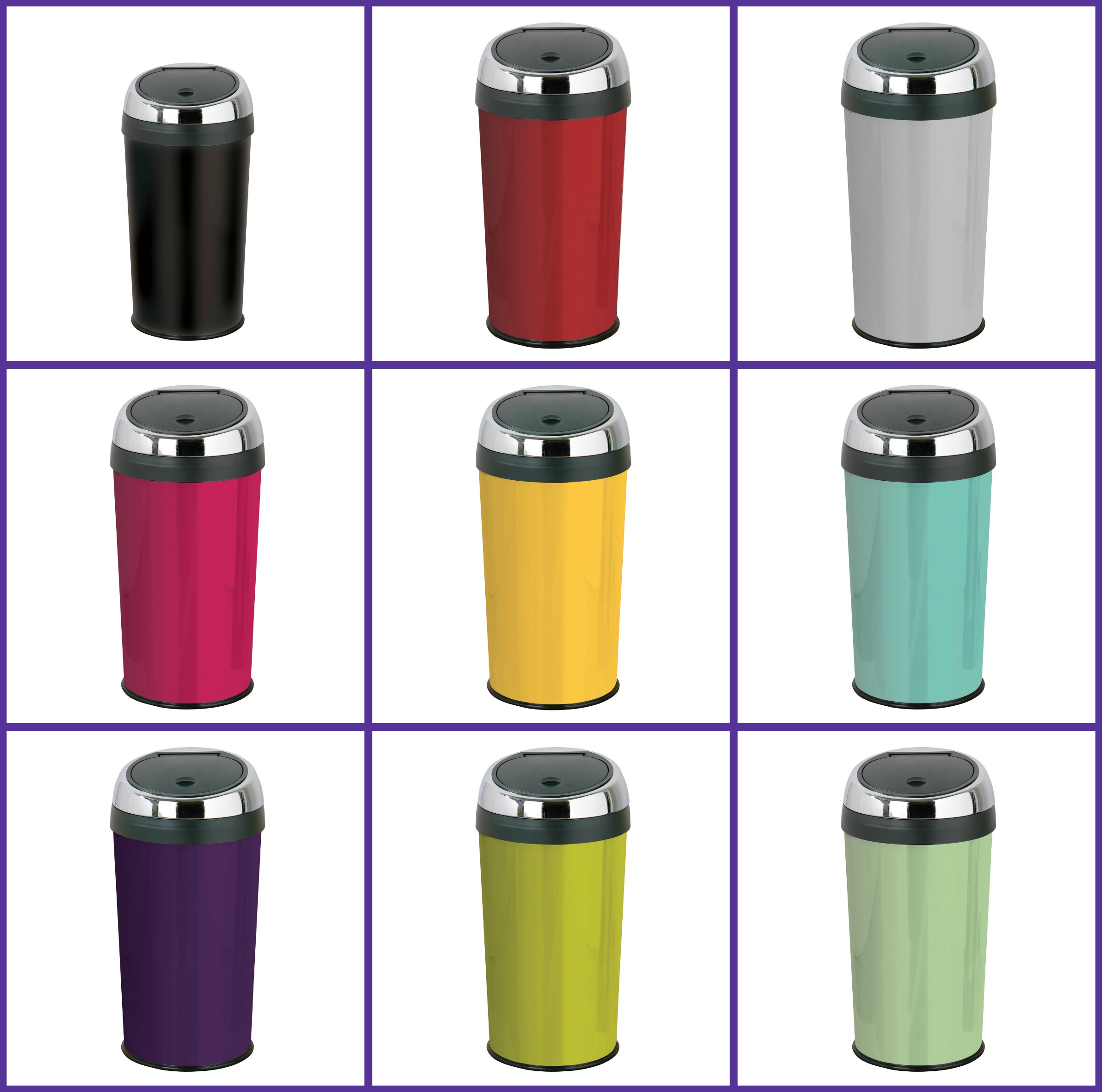 30 Litre Touch Top Trash Kitchen Bin Enamel Stainless Steel Inner Image Is Loading 30 Litre Touch Top Trash Kitchen Bin Enamel