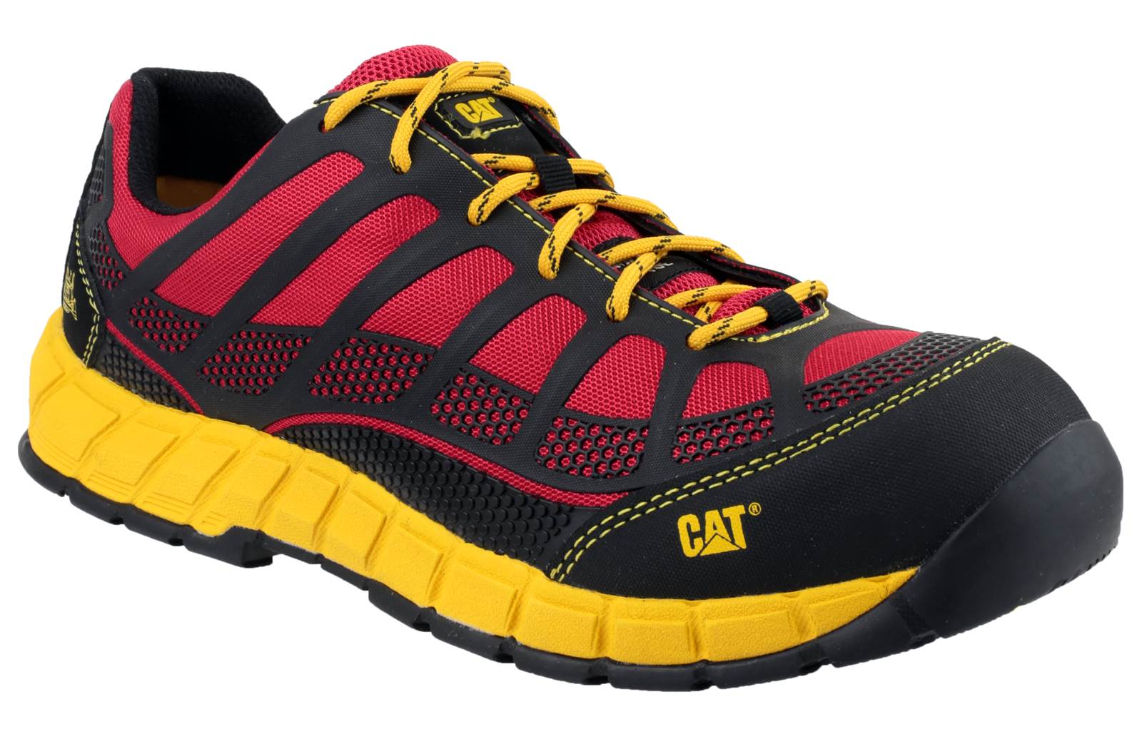 cat streamline black leather safety trainers