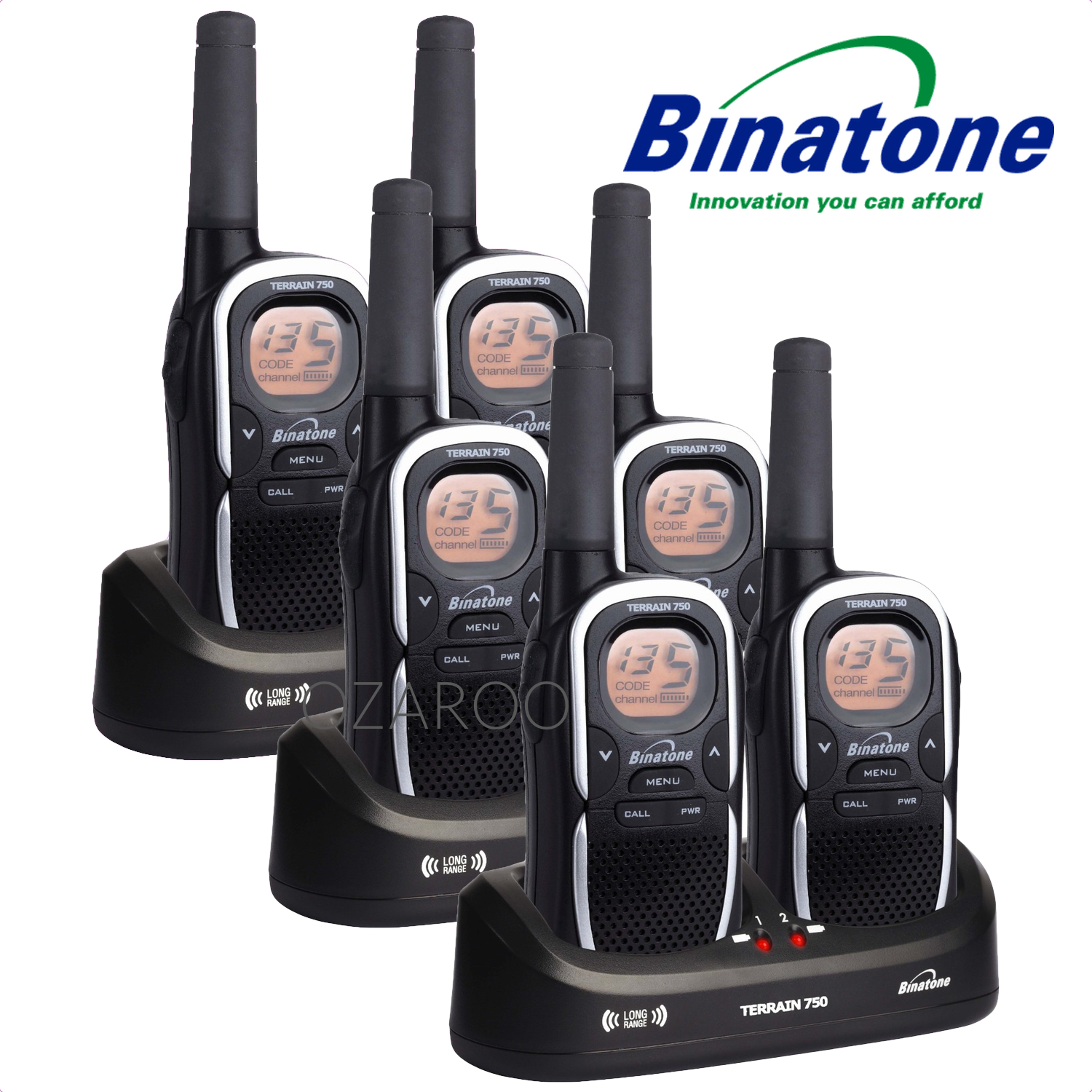 6 x Binatone Terrain 750 Rechargeable Walkie Talkie 5m/8km PMR 446