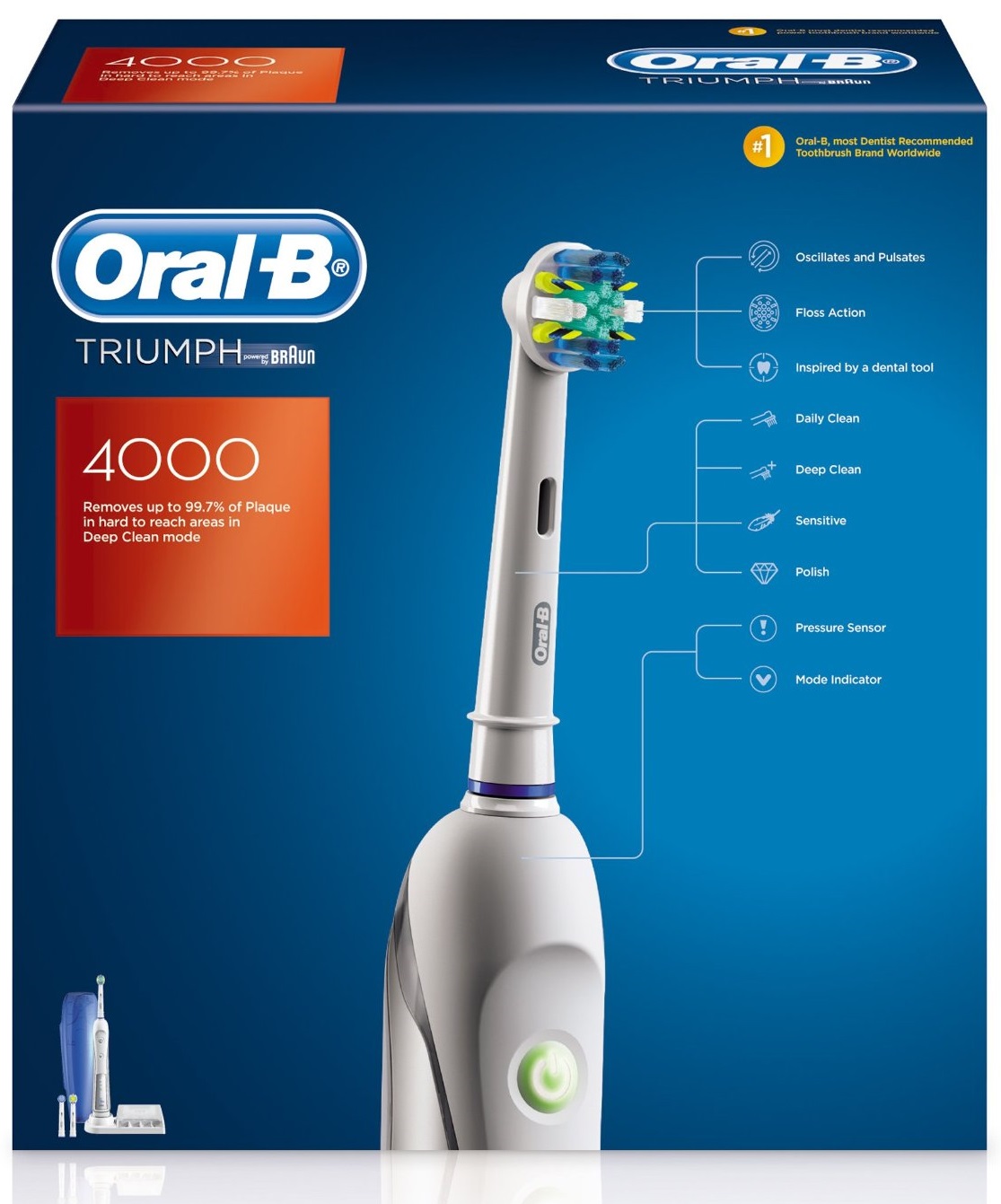 Braun Oral-B Triumph 4000 Four-Mode Electric Rechargeable Power ...