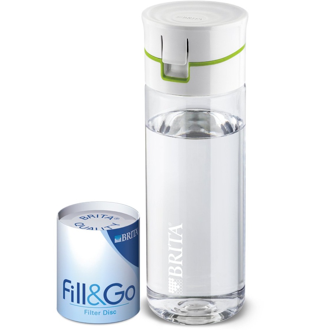 Brita Fill and Go Water Filter Travel Bottle and 4 Filter Disc Refill 0 6L Green eBay