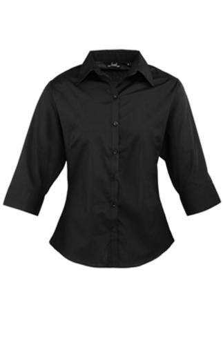 Premier-Womens-3-4-Sleeve-Poplin-Business-Shirt-Blouse-PR305