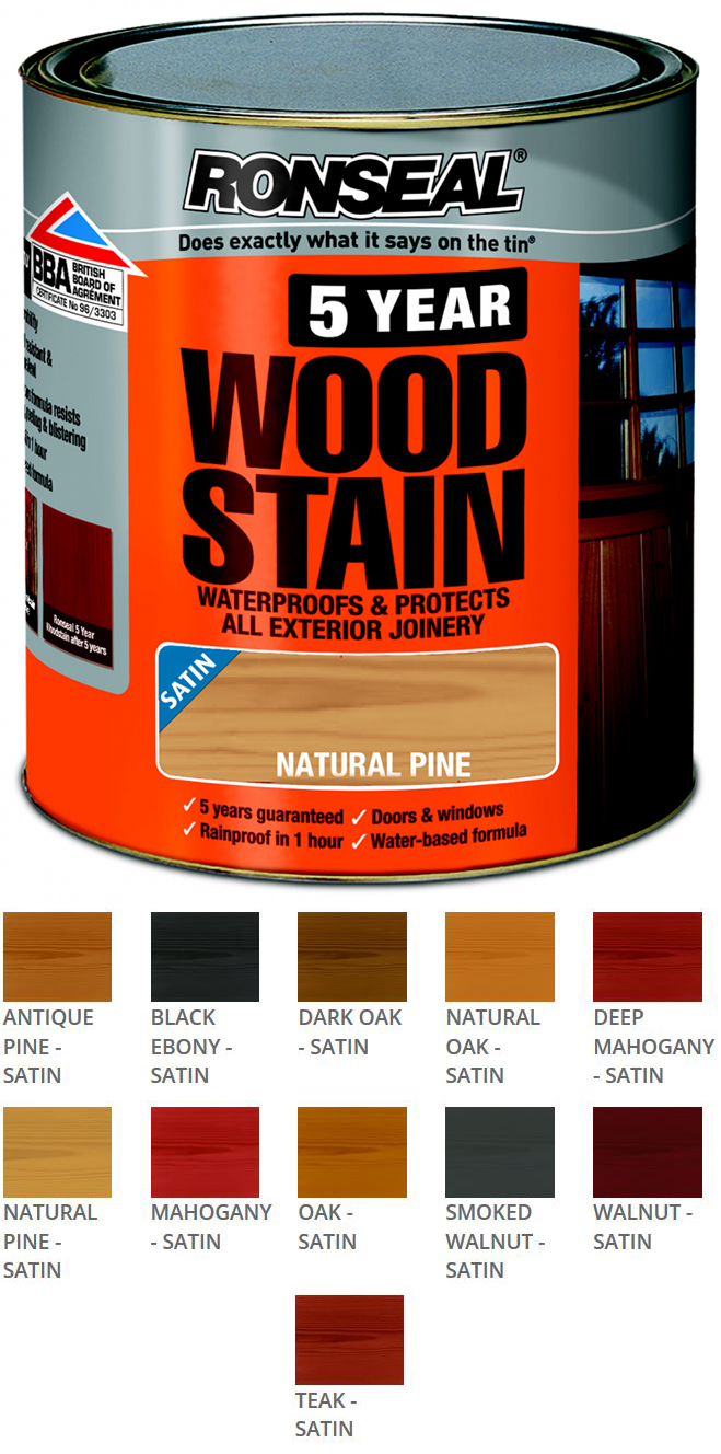 Ronseal 5 Year Protection Quick Dry Long Lasting Door Window Wood Stain