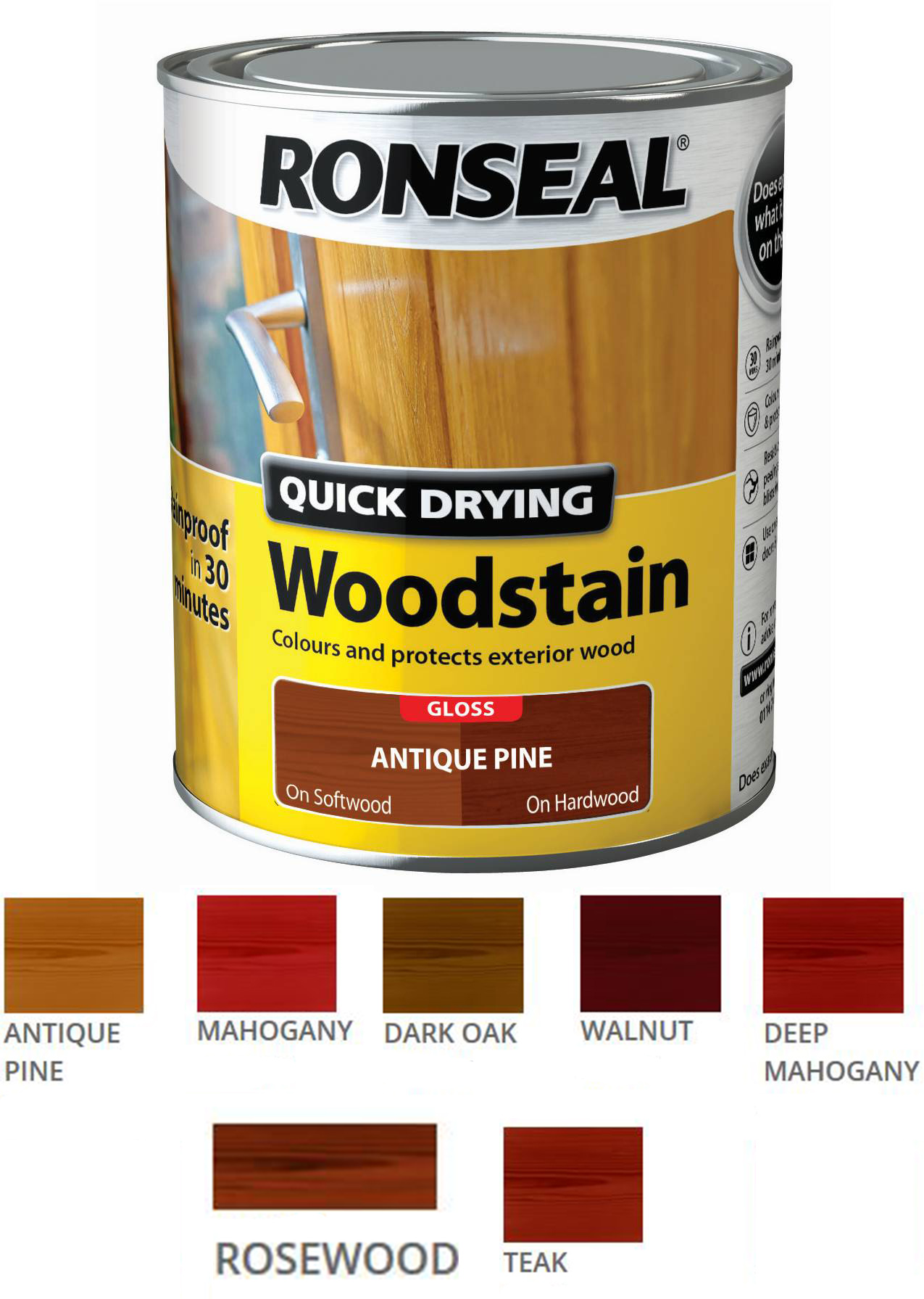 Ronseal Quick Drying Waterproofer Exterior Softwood & Hardwood Coloured