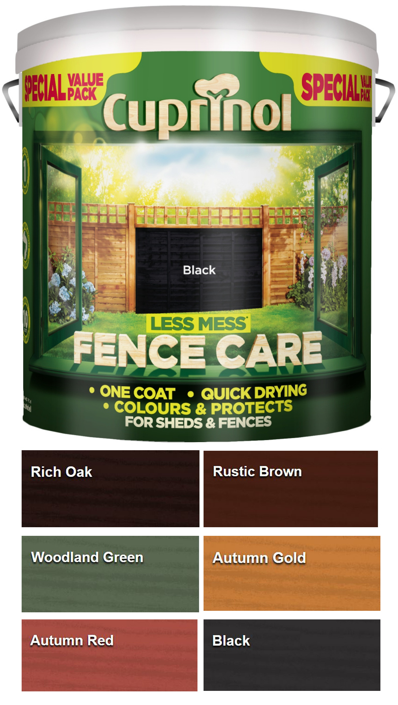 Cuprinol Less Mess Shed & Fence Timber Care Heavy Duty Protector Garden