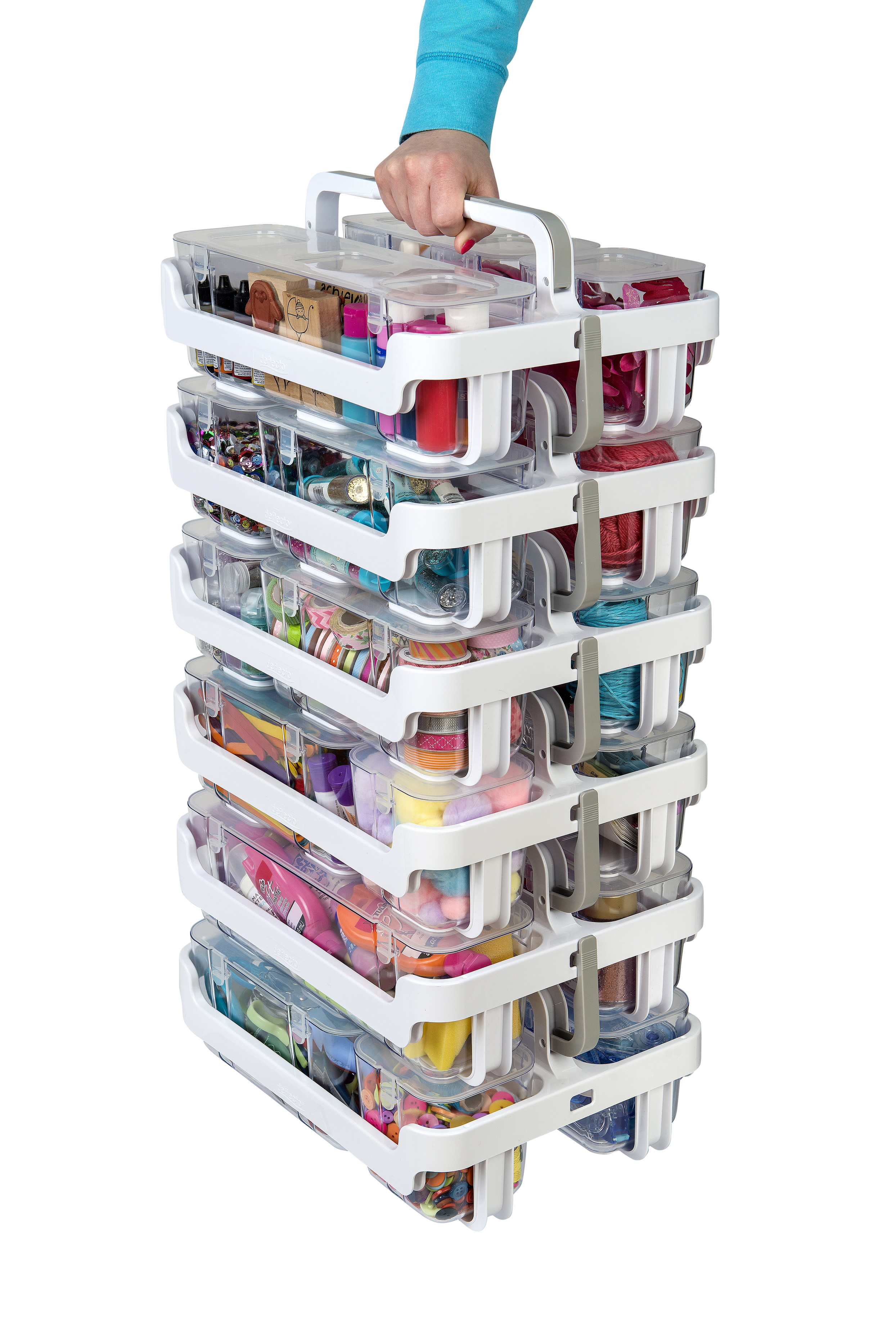 Deflecto 29004cr Stackable Hobby Craft DIY Caddy Compartment Organiser