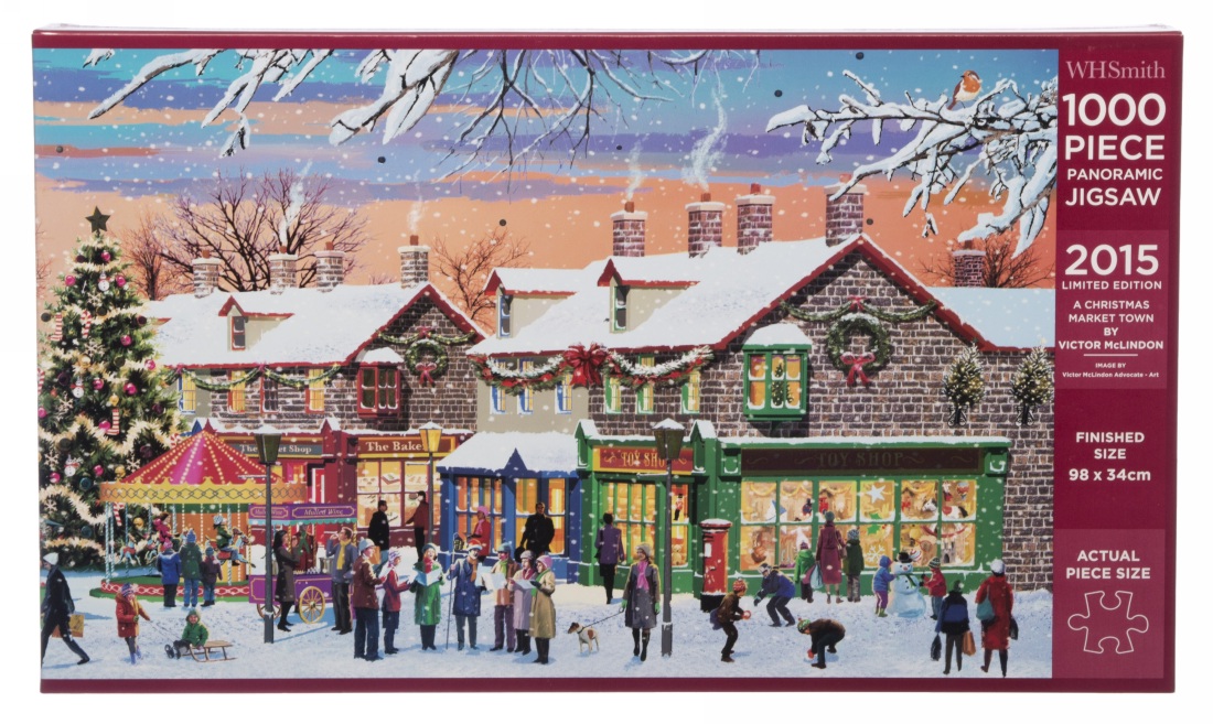 WHSmith A Christmas Market Town 1000 Piece Jigsaw Puzzle by Victor McLindon