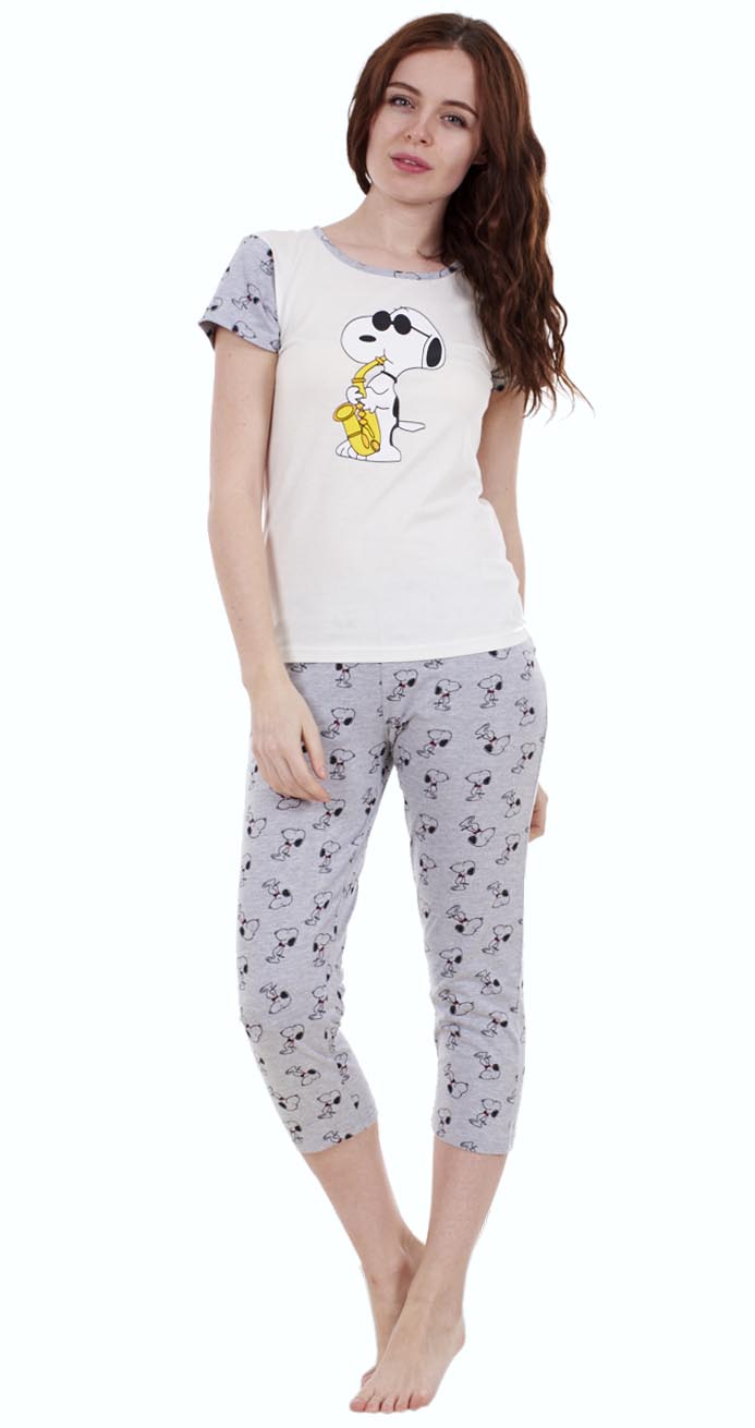 Ladies Cute 2 Piece Snoopy Pyjamas Girls Short Sleeve Mickie Minnie 